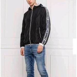 Armani Exchange Men's Hooded Full Zip Jacket Windbreaker Logo Tape‎ Sz XL